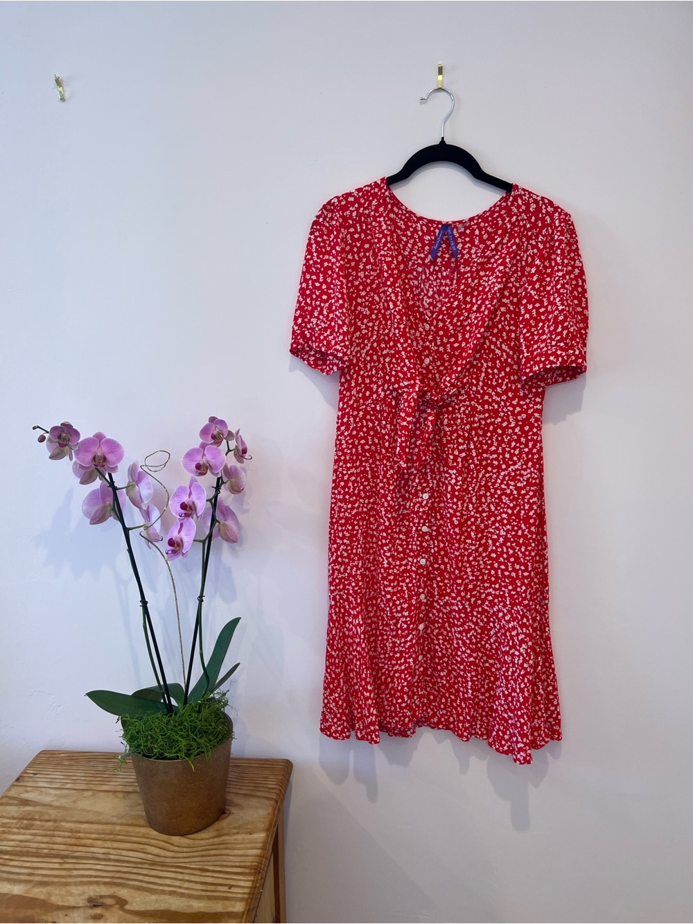 Seraphine Red Floral Tie-Front Midi Dress